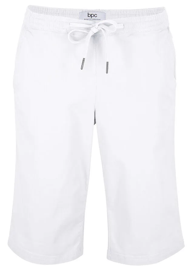 Bermudas de algodón con cómoda cintura Blanco