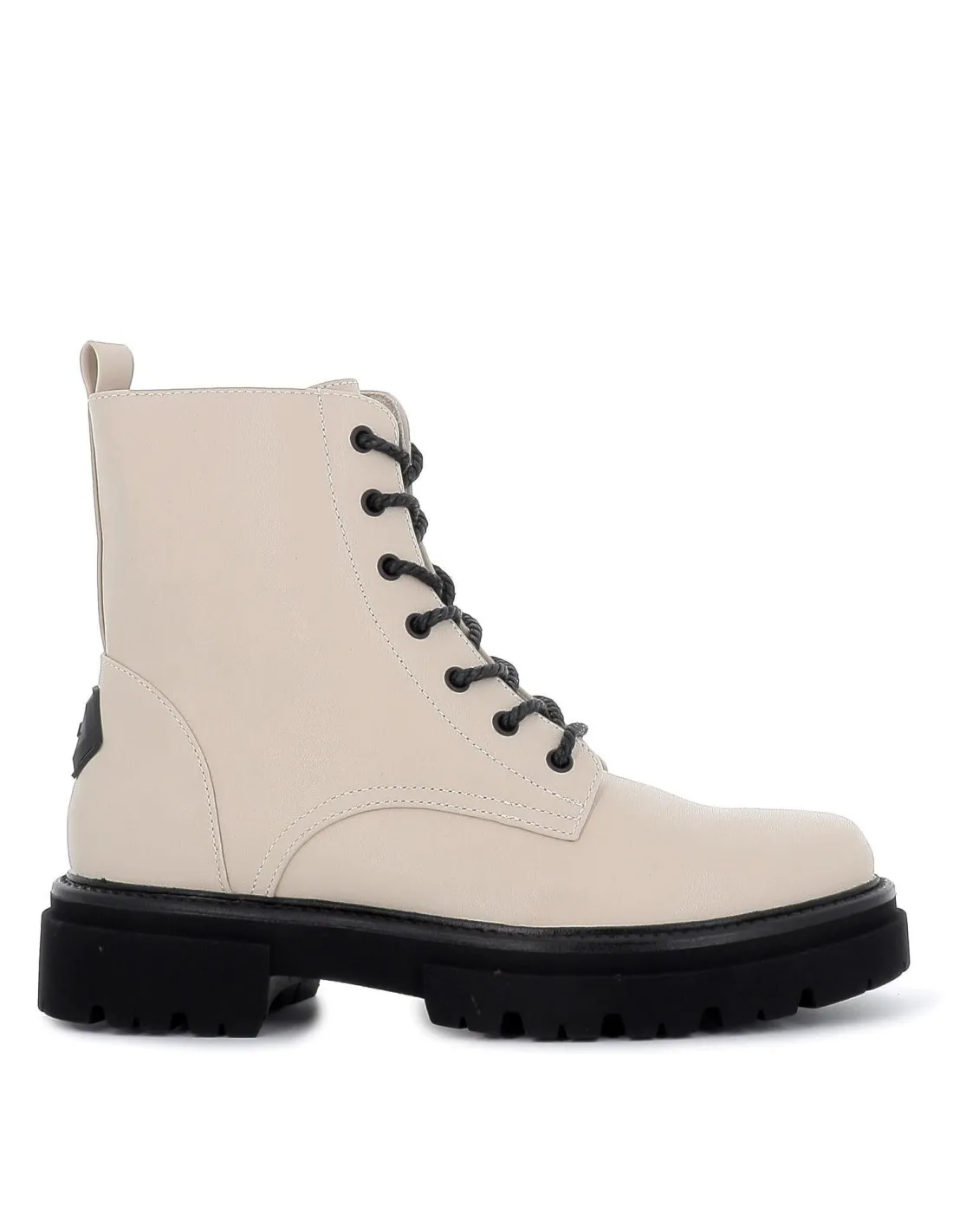 Bota militar beige con cremallera mujer Mustang