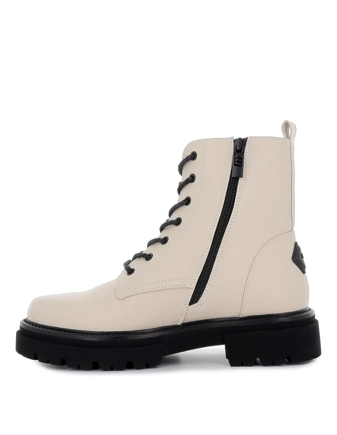 Bota militar beige con cremallera mujer Mustang