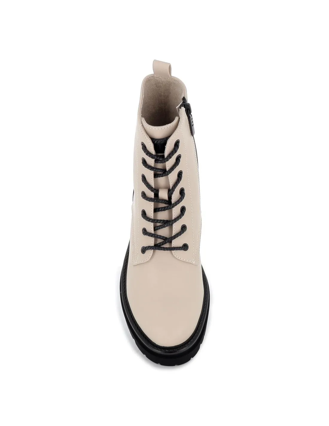 Bota militar beige con cremallera mujer Mustang