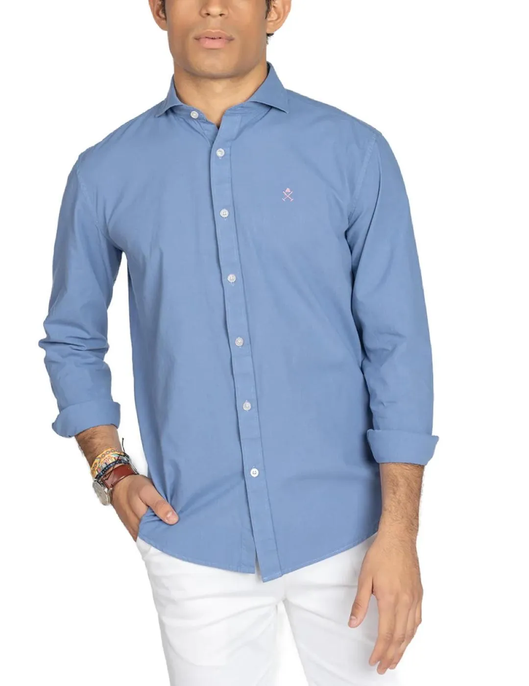 Camisa Harper Florida azul manga larga para hombre