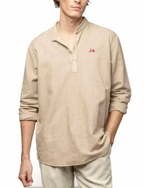 Camisa Scotta Polera mao beige manga larga para hombre