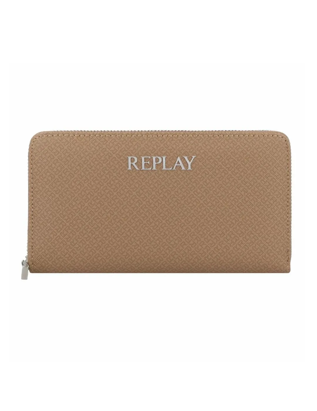 Cartera Replay camel logotipo cierre cremallera para mujer