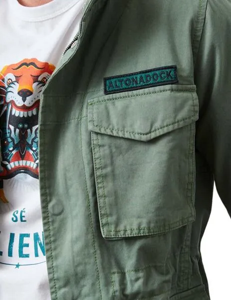 Chaqueta Altona Dock verde militar con parches