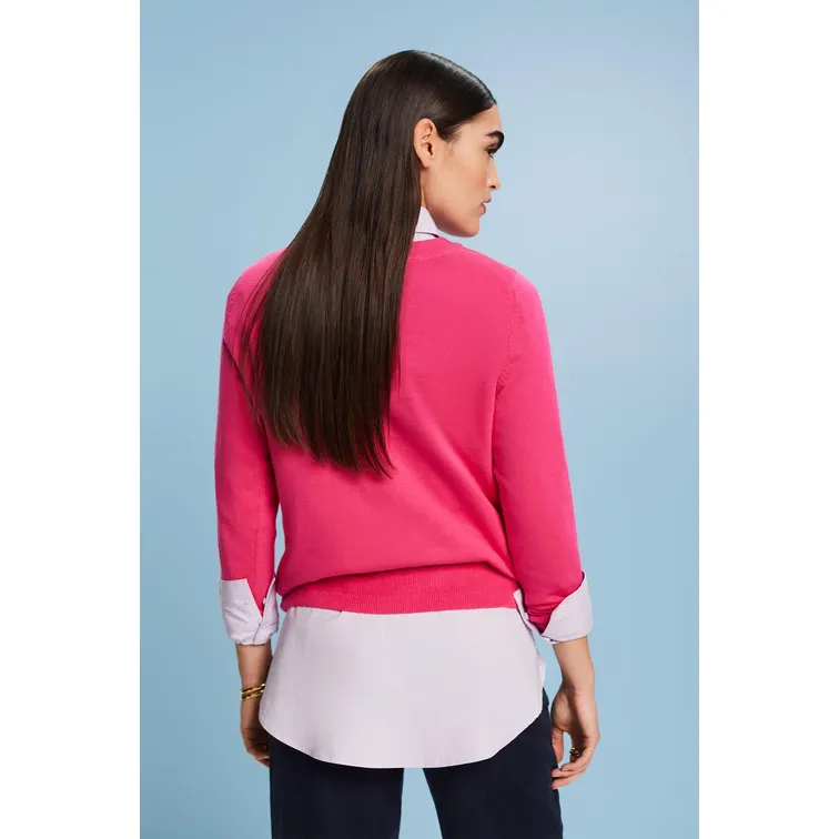 JERSEY DE ALGODÓN CON CUELLO REDONDO MUJER ESPRIT