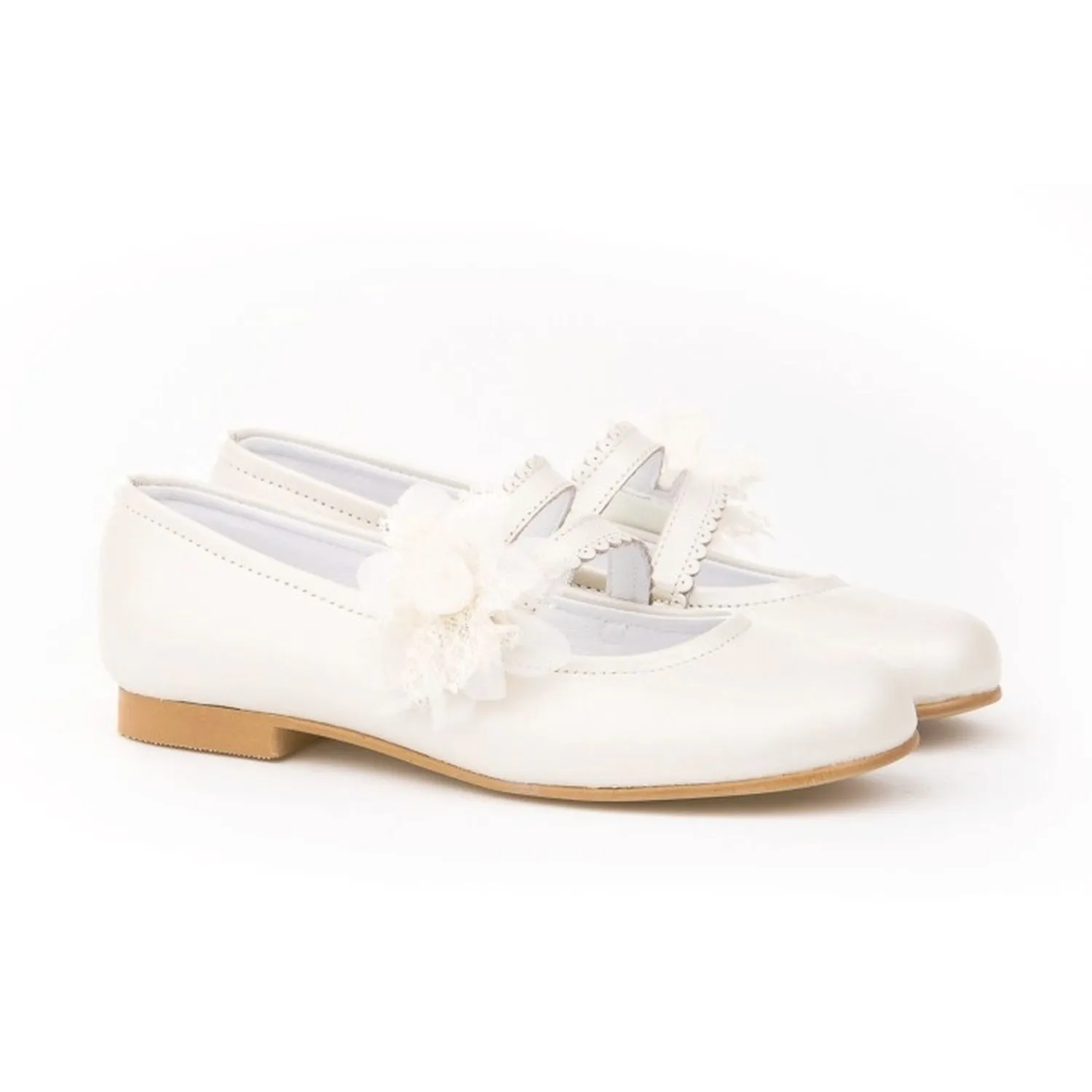 Mocasines De Piel Beige De Niña Angelitos 25236-31 (tallas De 31 A 41)