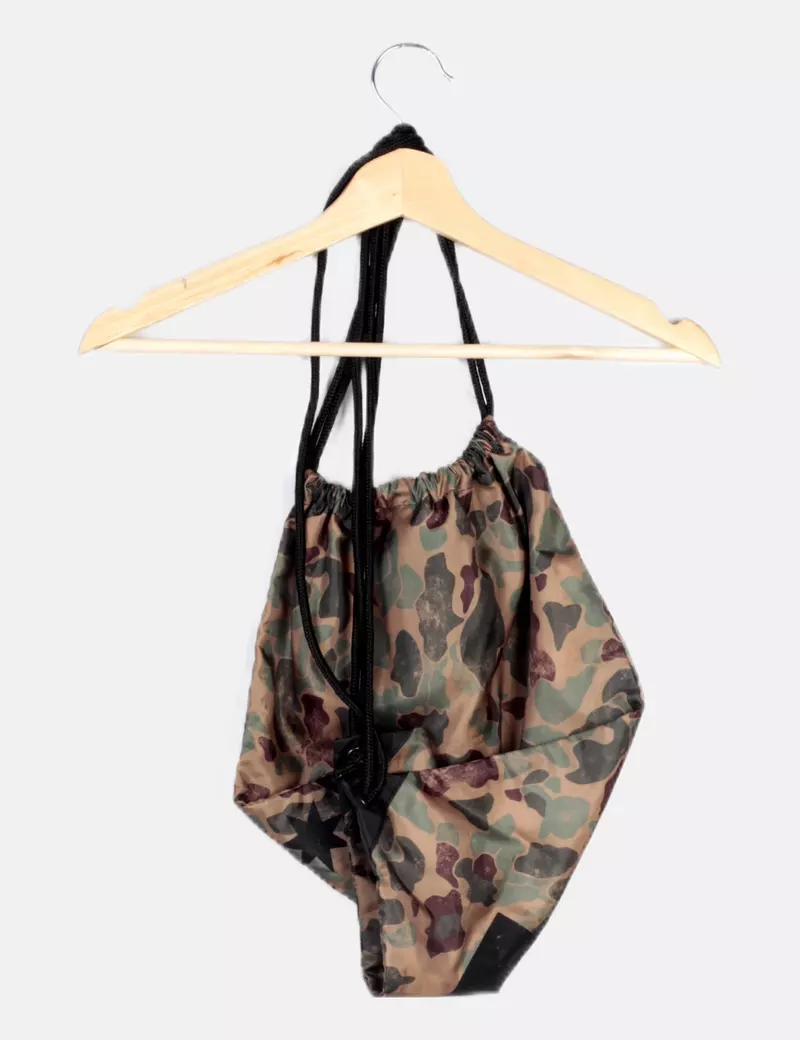 NoName Mochila verde estampado militar