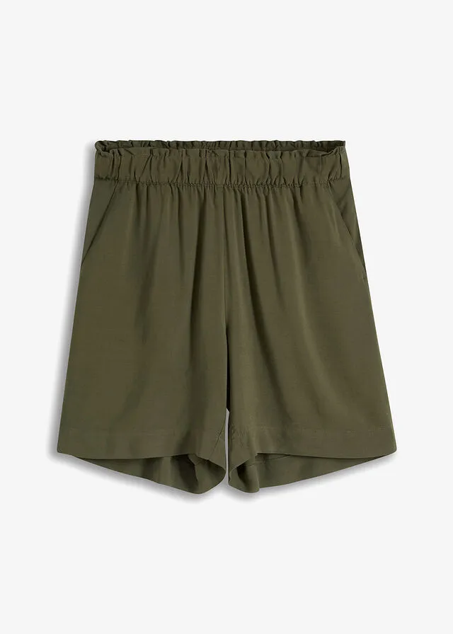 Pantalón corto de viscosa sostenible Verde oliva oscuro