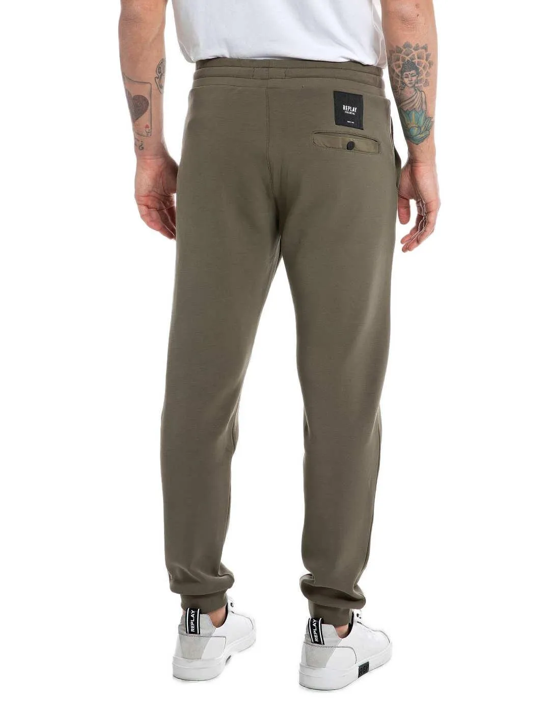 Pantalón Replay verde militar cintura elástica para hombre