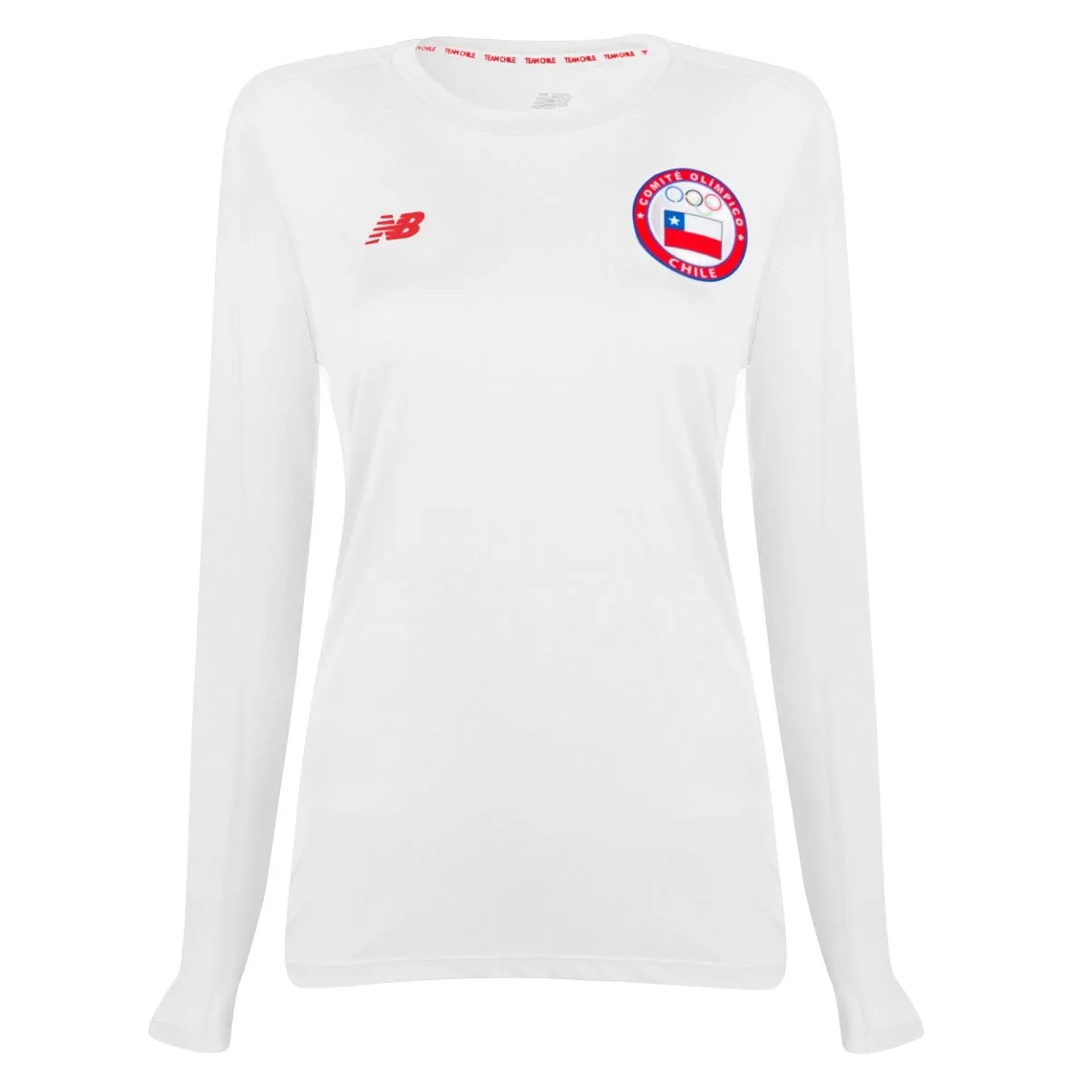 Polera Manga Larga Running Mujer New Balance Team Chile Blanca