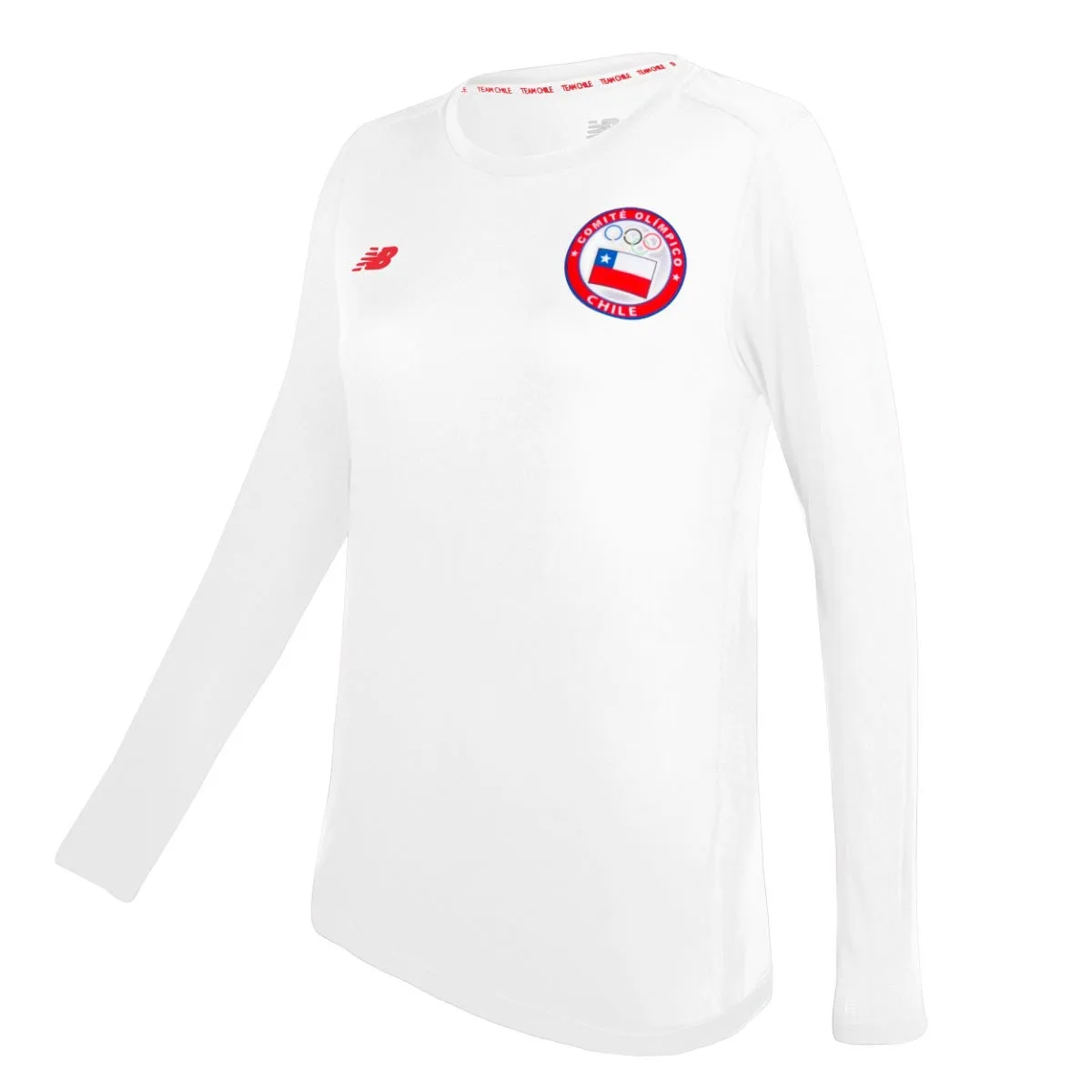 Polera Manga Larga Running Mujer New Balance Team Chile Blanca