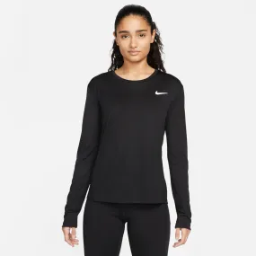 Polera Manga Larga Running Mujer Nike Miler Negra