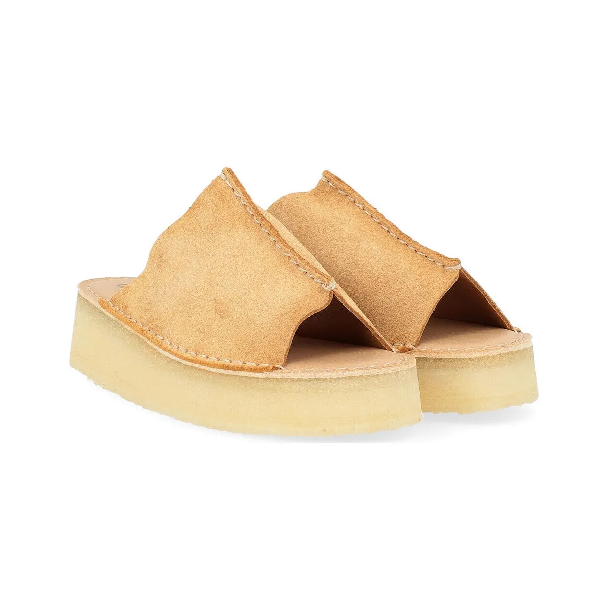 Sandalia Clarks Original Wedge Slide en ante color cuero