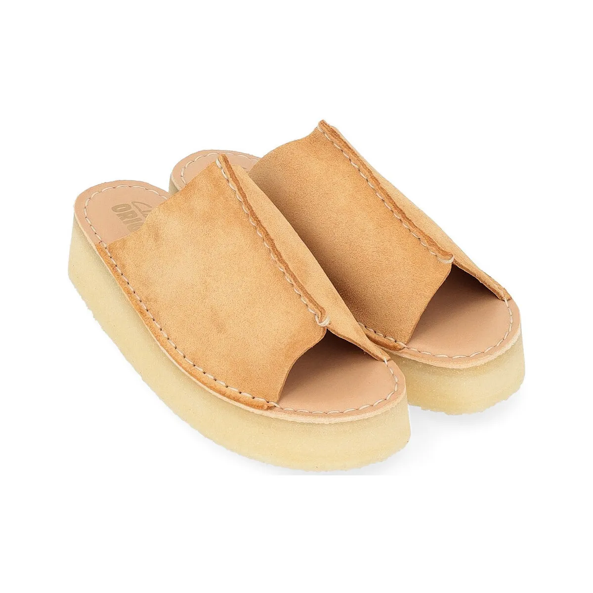 Sandalia Clarks Original Wedge Slide en ante color cuero