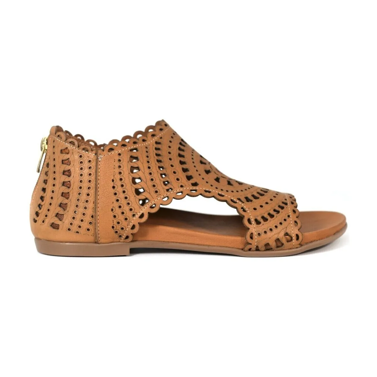 SANDALIAS PIEL PERFORADAS CUERO MUJER  SR24492