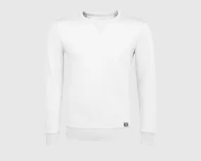 Sudadera cuello redondo clásica unisex inicial grande color blanco