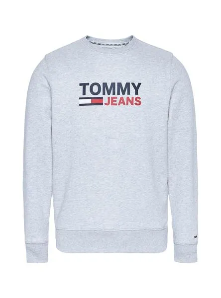 sudadera tommy jeans corp logo gris para hombre