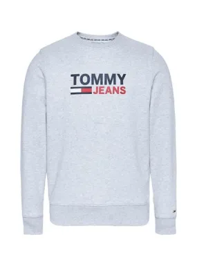 sudadera tommy jeans corp logo gris para hombre