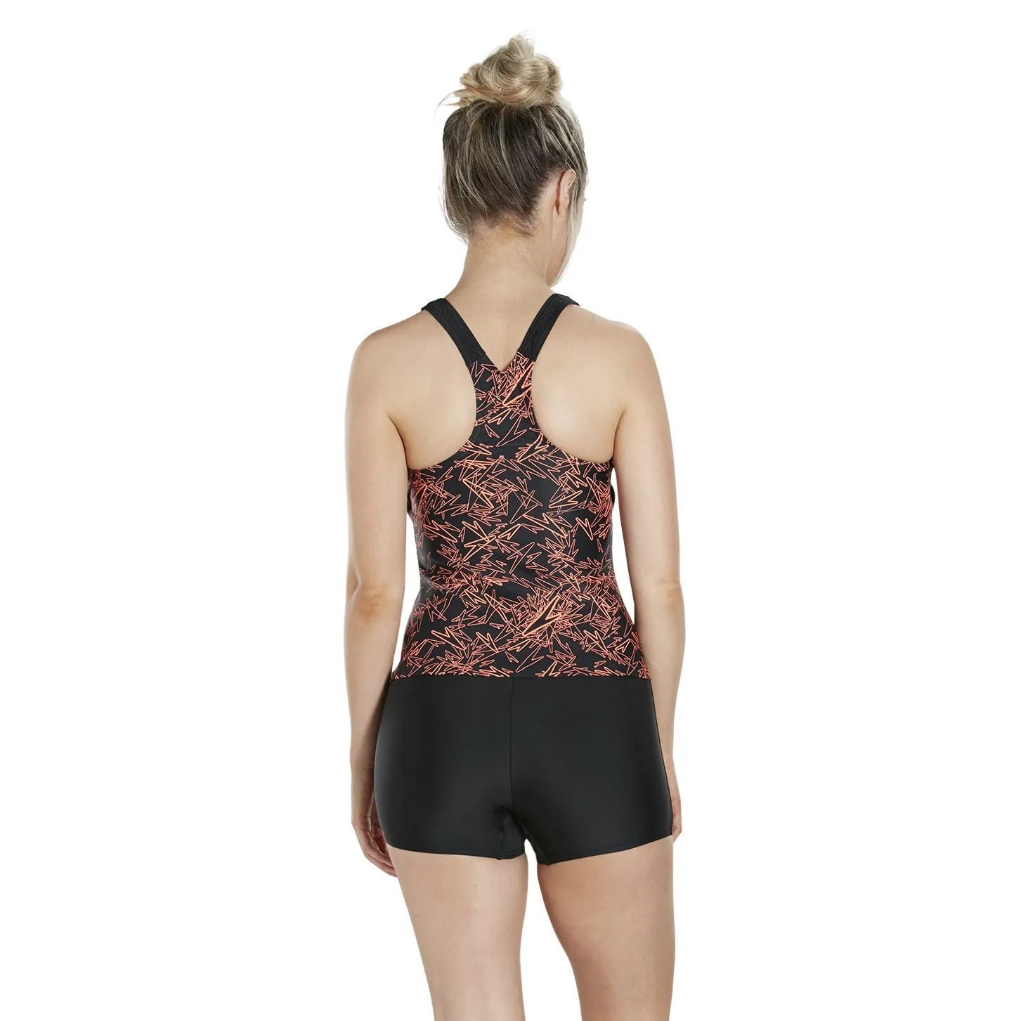 Traje de Baño Mujer Speedo Boom Allover Tankini Negro/Naranja 