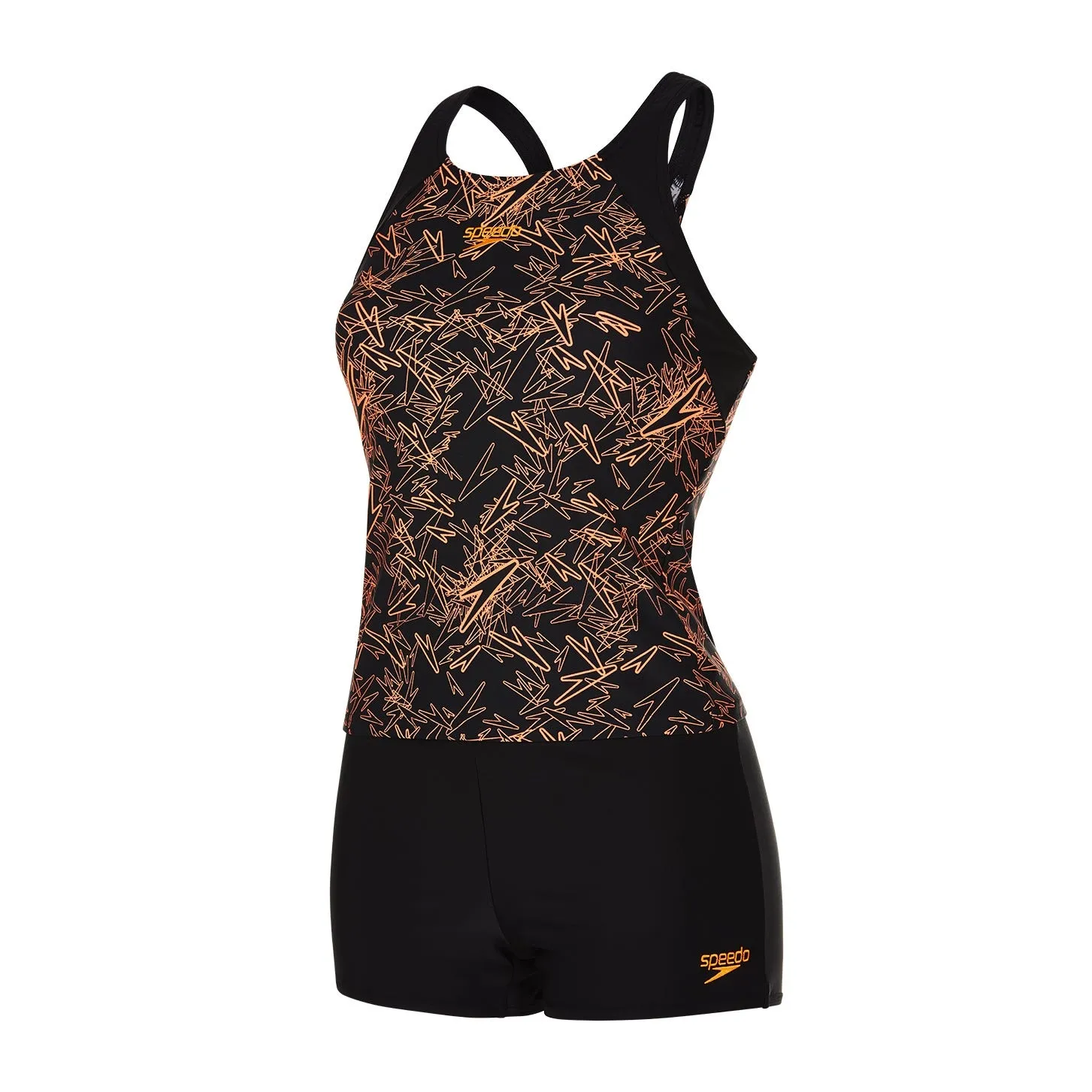 Traje de Baño Mujer Speedo Boom Allover Tankini Negro/Naranja 