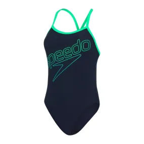 Traje de Baño Natación Mujer Speedo Boom Logo Turnback Azul