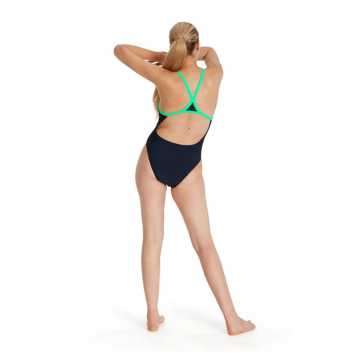 Traje de Baño Natación Mujer Speedo Boom Logo Turnback Azul