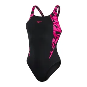 Traje de Baño Natación Mujer Speedo Hyperboom Splice Muscleback Negro/Rosado