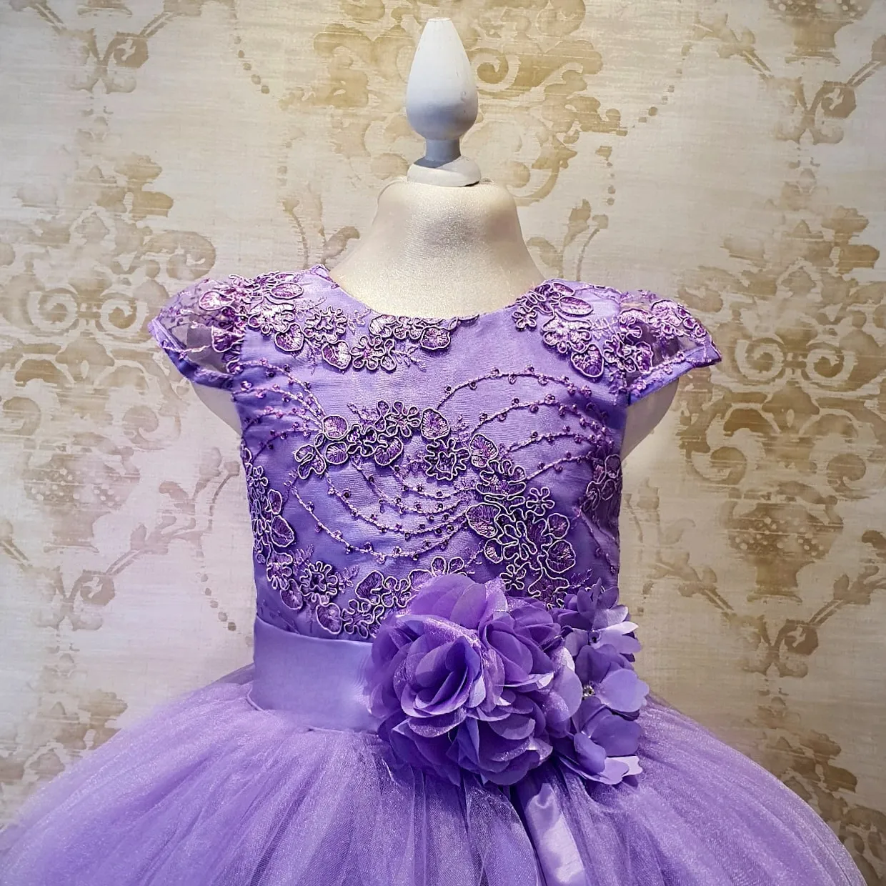 Vestido de Niña Fiesta Lila con Listón en Falda Talla 10 a 12 años