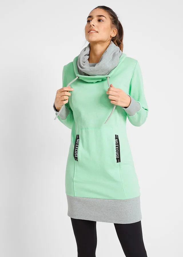 Vestido tipo sudadera con bolsillo de canguro Menta suave